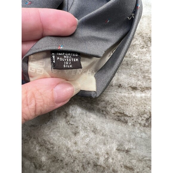 Vintage GIVENCHY Monsieur Gray Poly/Silk Tie With Red White Blue Design - Picture 7 of 7